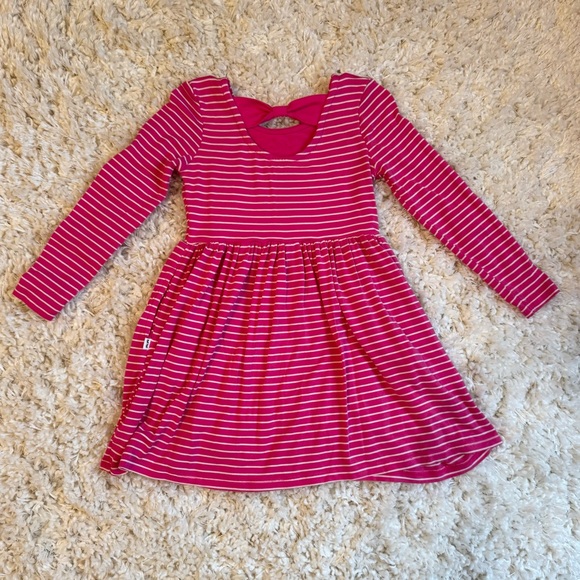 Little Sleepies | Bow Back Skater Dress | Pink Punch Stripes | 3T - Picture 2 of 4